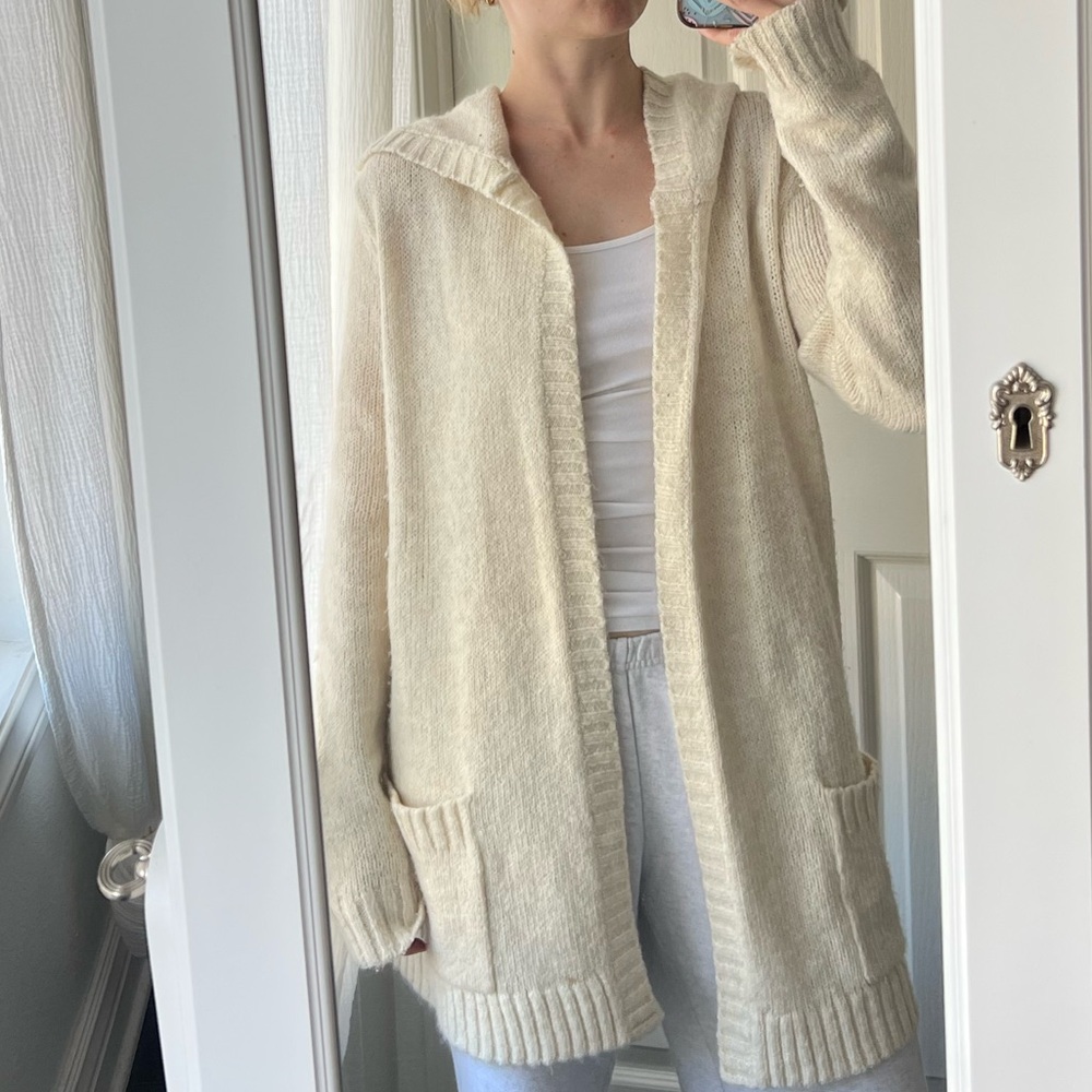 Eddie Bauer Cream Open-Front Cardigan